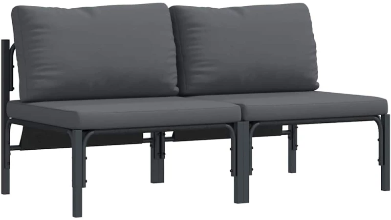 vidaXL Εξωτερικά Έπιπλα με μαξιλάρι με μαξιλάρι 2 pcs Ανθρακί Ατσάλι
