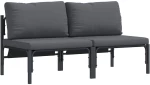 vidaXL Εξωτερικά Έπιπλα με μαξιλάρι με μαξιλάρι 2 pcs Ανθρακί Ατσάλι
