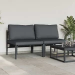 vidaXL Εξωτερικά Έπιπλα με μαξιλάρι με μαξιλάρι 2 pcs Ανθρακί Ατσάλι