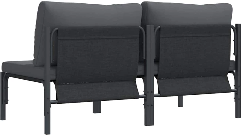 vidaXL Εξωτερικά Έπιπλα με μαξιλάρι με μαξιλάρι 2 pcs Ανθρακί Ατσάλι