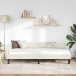 vidaXL Πλαϊνό Κρεβάτι Κρεμ 80 x 200 cm Βελούδο και Στιβαρή ξυλεία