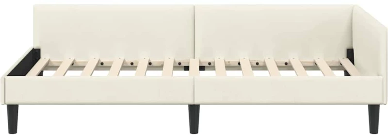 vidaXL Πλαϊνό Κρεβάτι Κρεμ 80 x 200 cm Βελούδο και Στιβαρή ξυλεία