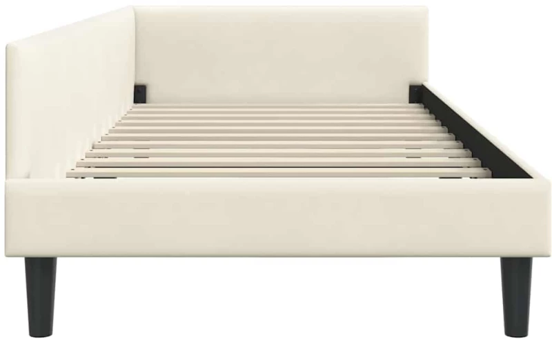 vidaXL Πλαϊνό Κρεβάτι Κρεμ 80 x 200 cm Βελούδο και Στιβαρή ξυλεία