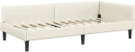 vidaXL Πλαϊνό Κρεβάτι Κρεμ 90 x 190 cm Βελούδο και Στιβαρή ξυλεία
