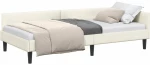 vidaXL Πλαϊνό Κρεβάτι Κρεμ 100 x 200 cm Βελούδο και Στιβαρή ξυλεία