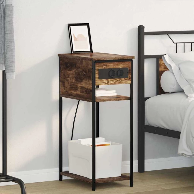 vidaXL Κομοδίνο Καπνιστή δρυς 41 x 28 x 76 εκ. Επεξεργασμένο ξύλο