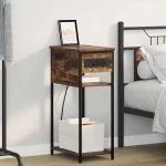 vidaXL Κομοδίνο Καπνιστή δρυς 41 x 28 x 76 εκ. Επεξεργασμένο ξύλο