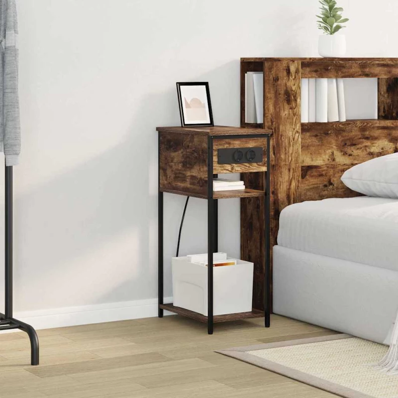 vidaXL Κομοδίνο Καπνιστή δρυς 41 x 28 x 76 εκ. Επεξεργασμένο ξύλο