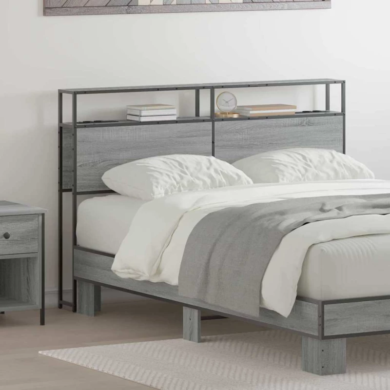 vidaXL Κεφαλάρι Αποθήκης με ράφι Γκρι sonoma 150 cm Επεξεργασμένο ξύλο