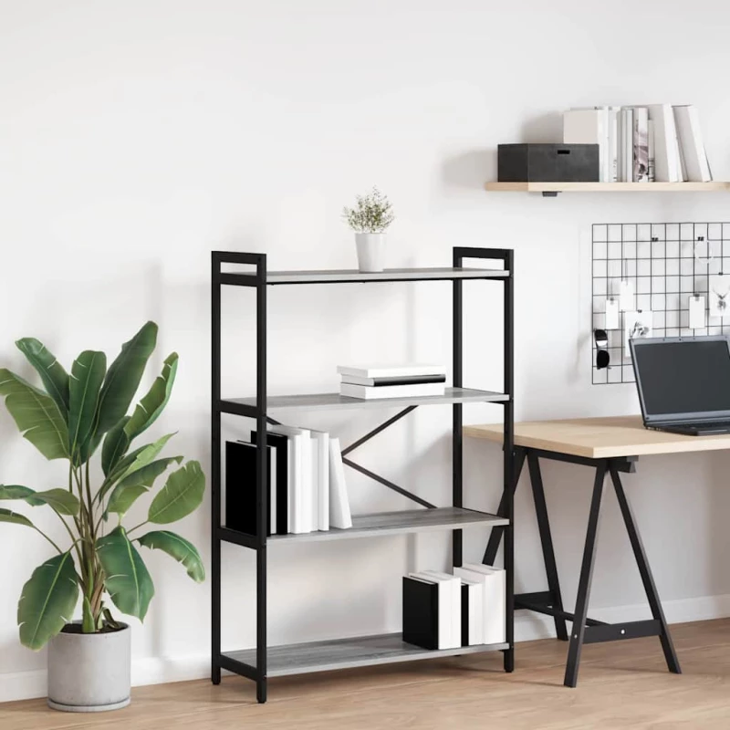 vidaXL Βιβλιοθήκη Γκρι sonoma 80 x 30 x 118 εκ Επεξεργασμένο ξύλο