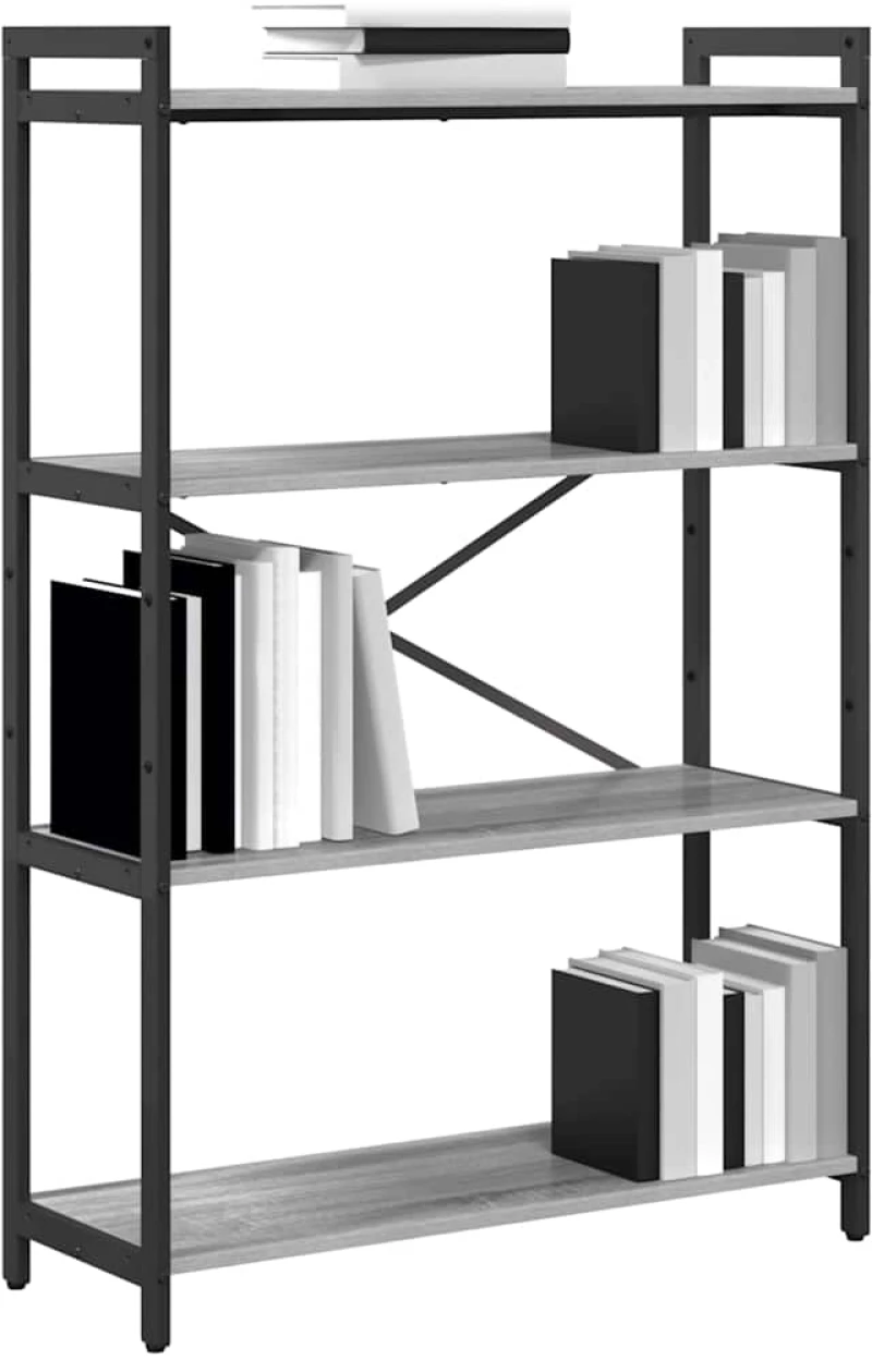 vidaXL Βιβλιοθήκη Γκρι sonoma 80 x 30 x 118 εκ Επεξεργασμένο ξύλο