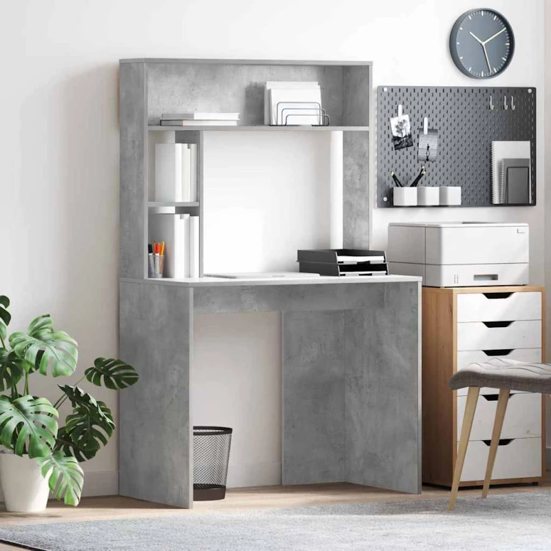vidaXL Γραφείο Γκρι σκυροδέματος 91 x 50 x 149 εκ Επεξεργασμένο ξύλο
