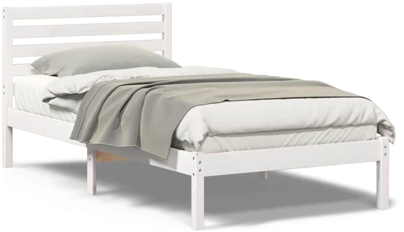 vidaXL Σκελετός Κρεβατιού Λευκό 90 x 200 cm Μασίφ ξύλο πεύκου