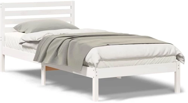 vidaXL Σκελετός Κρεβατιού Λευκό 100 x 210 cm Μασίφ ξύλο πεύκου