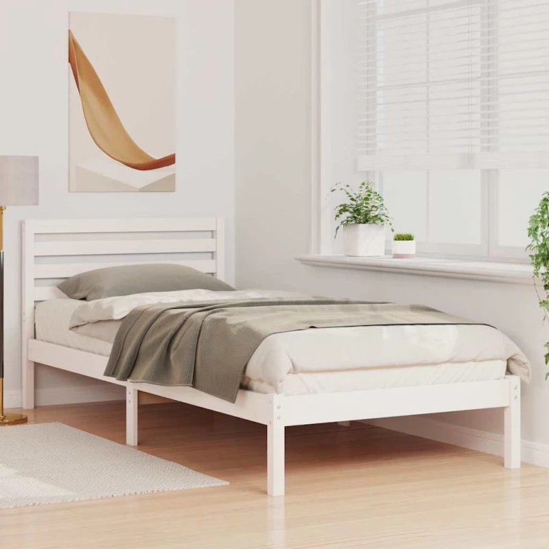 vidaXL Σκελετός Κρεβατιού Λευκό 100 x 210 cm Μασίφ ξύλο πεύκου