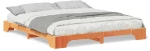 vidaXL Κρεβάτι δαπέδου Καφέ 180 x 210 cm Μασίφ ξύλο πεύκου