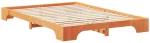 vidaXL Κρεβάτι δαπέδου Καφέ 140 x 220 cm Μασίφ ξύλο πεύκου
