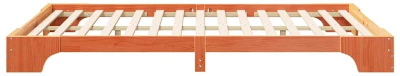 vidaXL Κρεβάτι δαπέδου Καφέ 140 x 220 cm Μασίφ ξύλο πεύκου