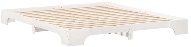 vidaXL Κρεβάτι δαπέδου Λευκό 180 x 220 εκ. Μασίφ ξύλο πεύκου