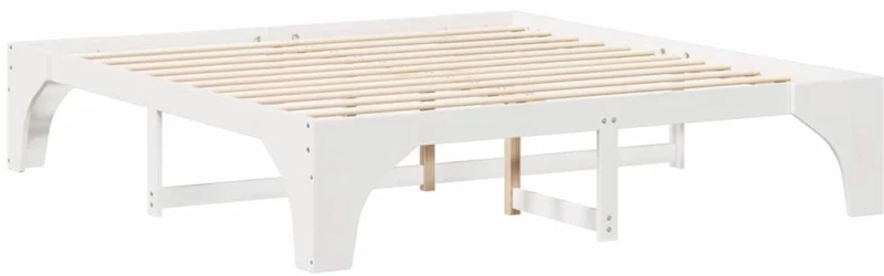 vidaXL Κρεβάτι δαπέδου Λευκό 180 x 200 cm Μασίφ ξύλο πεύκου