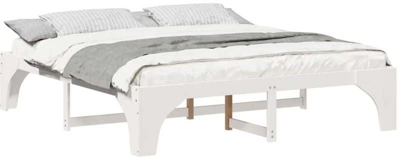 vidaXL Κρεβάτι δαπέδου Λευκό 180 x 200 cm Μασίφ ξύλο πεύκου