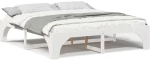 vidaXL Κρεβάτι δαπέδου Λευκό 180 x 200 cm Μασίφ ξύλο πεύκου