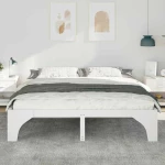 vidaXL Κρεβάτι δαπέδου Λευκό 180 x 200 cm Μασίφ ξύλο πεύκου