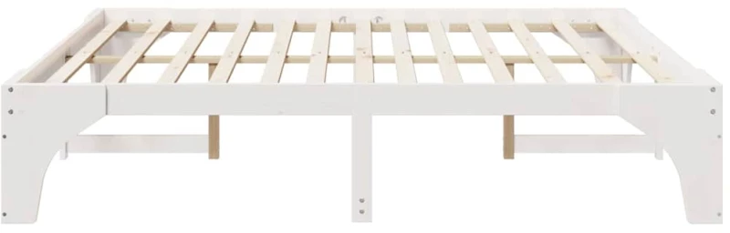 vidaXL Κρεβάτι δαπέδου Λευκό 180 x 200 cm Μασίφ ξύλο πεύκου