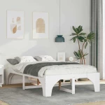 vidaXL Κρεβάτι δαπέδου Λευκό 140 x 190 cm Μασίφ ξύλο πεύκου
