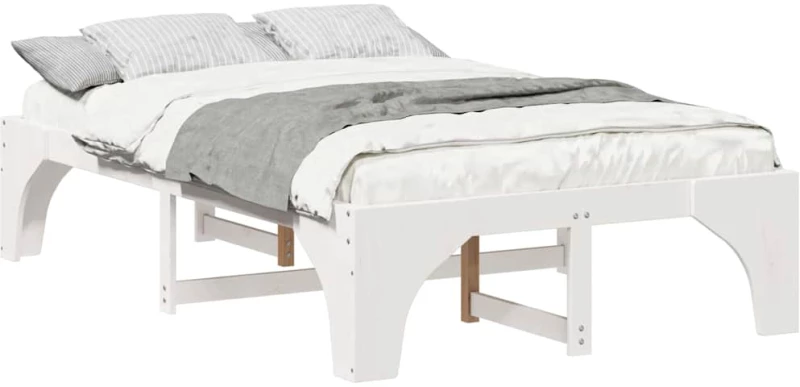 vidaXL Κρεβάτι δαπέδου Λευκό 140 x 190 cm Μασίφ ξύλο πεύκου