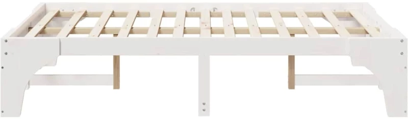 vidaXL Κρεβάτι δαπέδου Λευκό 140 x 190 cm Μασίφ ξύλο πεύκου