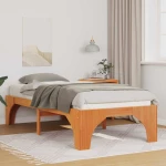 vidaXL Κρεβάτι δαπέδου Καφέ 100 x 200 cm Μασίφ ξύλο πεύκου
