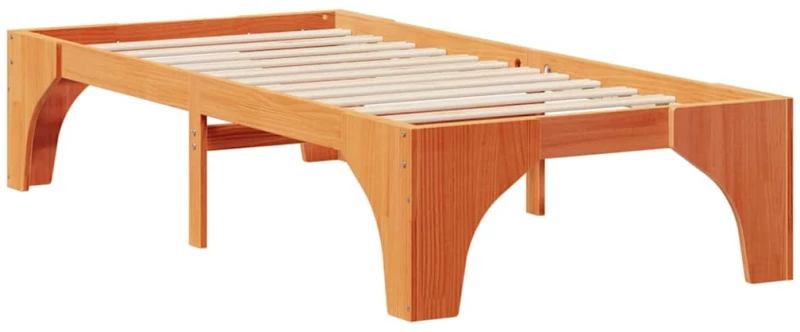 vidaXL Κρεβάτι δαπέδου Καφέ 100 x 200 cm Μασίφ ξύλο πεύκου