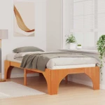vidaXL Κρεβάτι δαπέδου Καφέ 100 x 200 cm Μασίφ ξύλο πεύκου