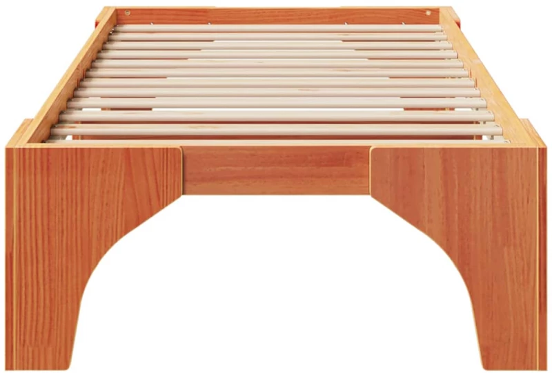 vidaXL Κρεβάτι δαπέδου Καφέ 100 x 200 cm Μασίφ ξύλο πεύκου