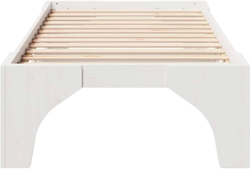vidaXL Κρεβάτι δαπέδου Λευκό 80 x 200 cm Μασίφ ξύλο πεύκου