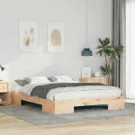 vidaXL Κρεβάτι δαπέδου Καφέ 140 x 200 cm Μασίφ ξύλο πεύκου