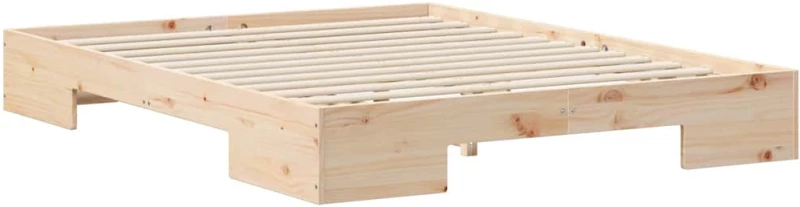 vidaXL Κρεβάτι δαπέδου Καφέ 140 x 200 cm Μασίφ ξύλο πεύκου