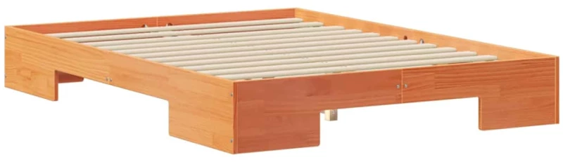 vidaXL Κρεβάτι δαπέδου Καφέ 120 x 200 cm Μασίφ ξύλο πεύκου