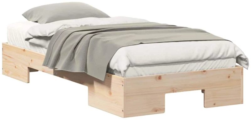 vidaXL Κρεβάτι δαπέδου Καφέ 100 x 200 cm Μασίφ ξύλο πεύκου