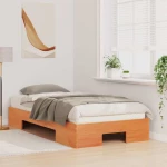 vidaXL Κρεβάτι δαπέδου Καφέ 90 x 200 cm Μασίφ ξύλο πεύκου