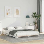 vidaXL Κρεβάτι δαπέδου Λευκό 150 x 200 cm Μασίφ ξύλο πεύκου
