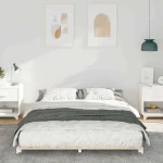 vidaXL Κρεβάτι δαπέδου Λευκό 150 x 200 cm Μασίφ ξύλο πεύκου