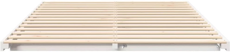 vidaXL Κρεβάτι δαπέδου Λευκό 150 x 200 cm Μασίφ ξύλο πεύκου