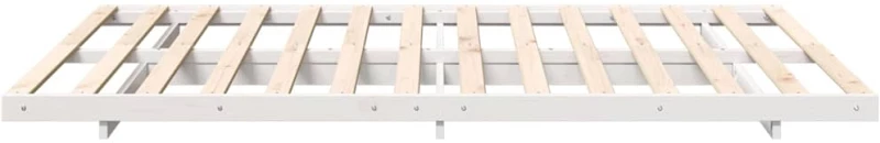 vidaXL Κρεβάτι δαπέδου Λευκό 150 x 200 cm Μασίφ ξύλο πεύκου