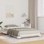 vidaXL Κρεβάτι δαπέδου Λευκό 80 x 210 cm Μασίφ ξύλο πεύκου