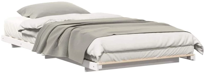 vidaXL Κρεβάτι δαπέδου Λευκό 80 x 210 cm Μασίφ ξύλο πεύκου