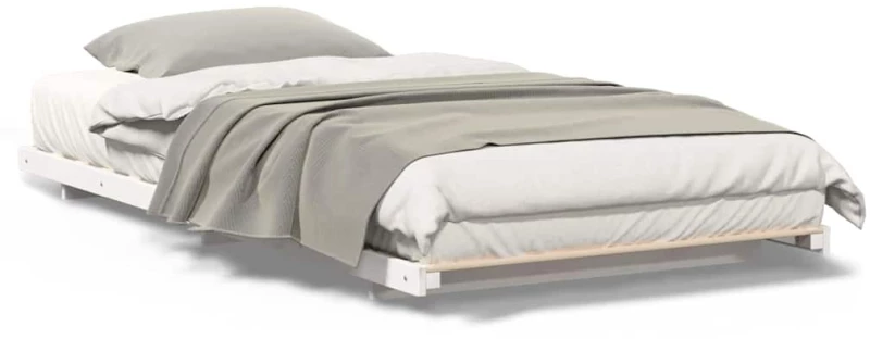 vidaXL Κρεβάτι δαπέδου Λευκό 80 x 210 cm Μασίφ ξύλο πεύκου