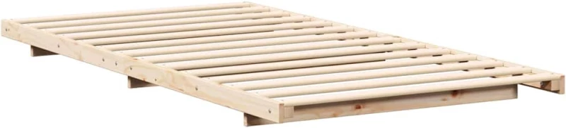 vidaXL Κρεβάτι δαπέδου Καφέ 100 x 210 cm Μασίφ ξύλο πεύκου