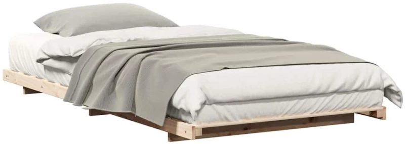 vidaXL Κρεβάτι δαπέδου Καφέ 100 x 210 cm Μασίφ ξύλο πεύκου